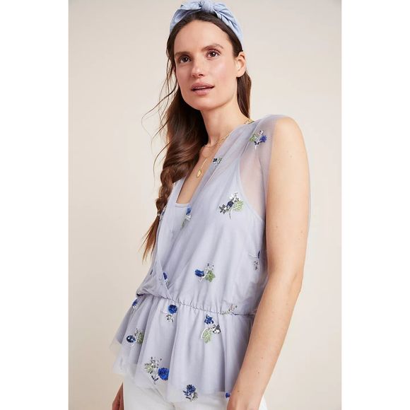 Anthropologie Eva Franco Bluebell Top Size L. B11 - Picture 1 of 6